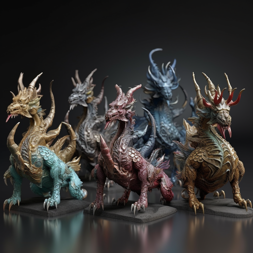 Dark fantasy creatures in miniature form