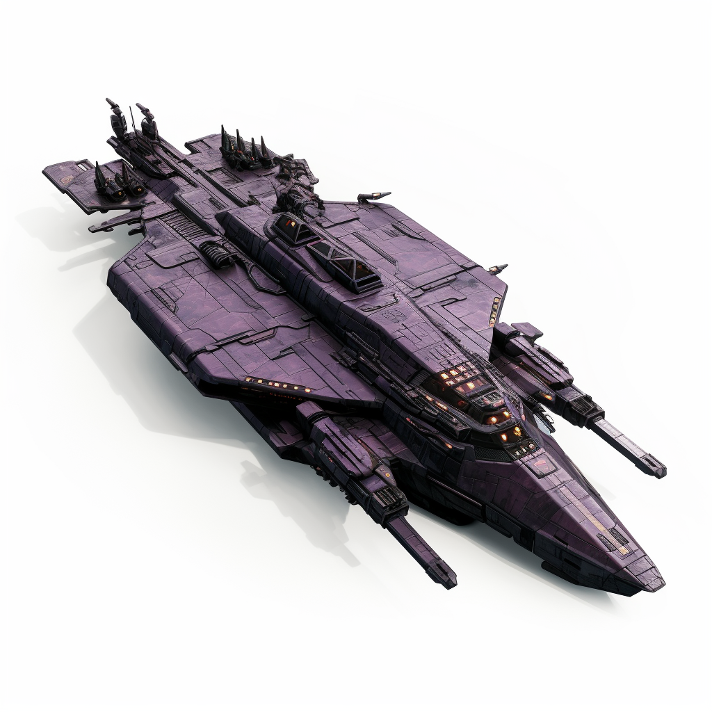 Side view of Dark Purple Dreadnought Starship