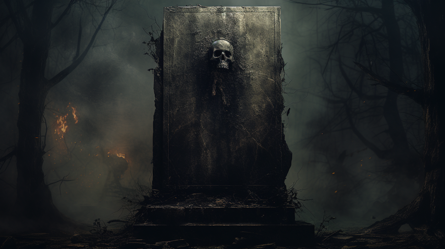 Dark tombstone in semi-abstract atmosphere