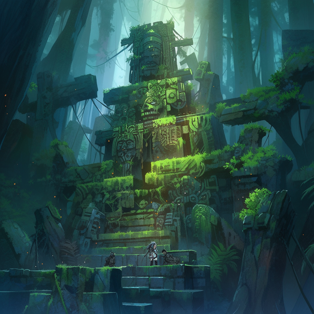 Ancient alien ziggurat in bamboo forest