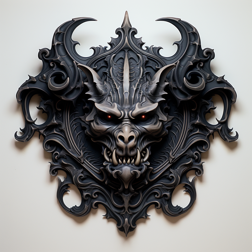 Baroque frame with gargoyle in a dark shape