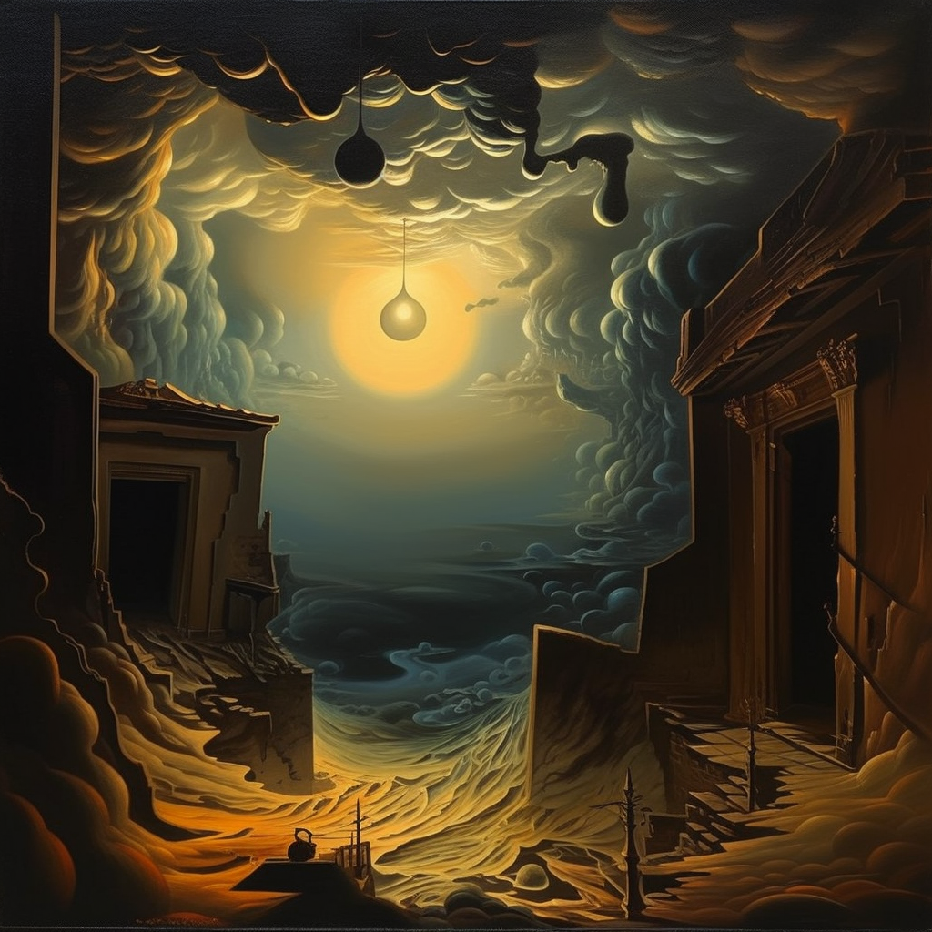 Surreal Dali painting of darkness