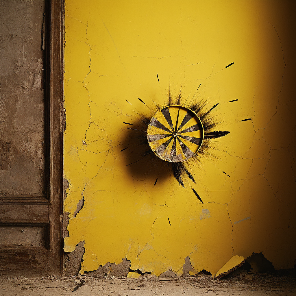 Realistic dart embedded in wall