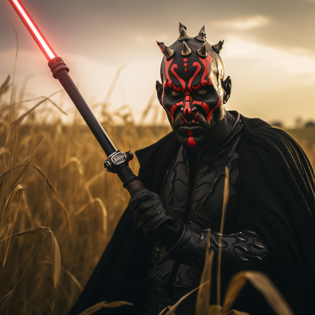 Darth Maul with Black Mustache and Lightsaber