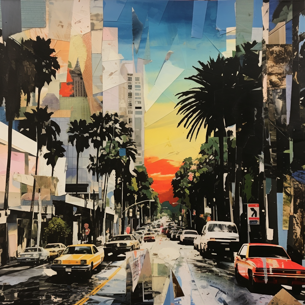 Street motif collage in California sunlight