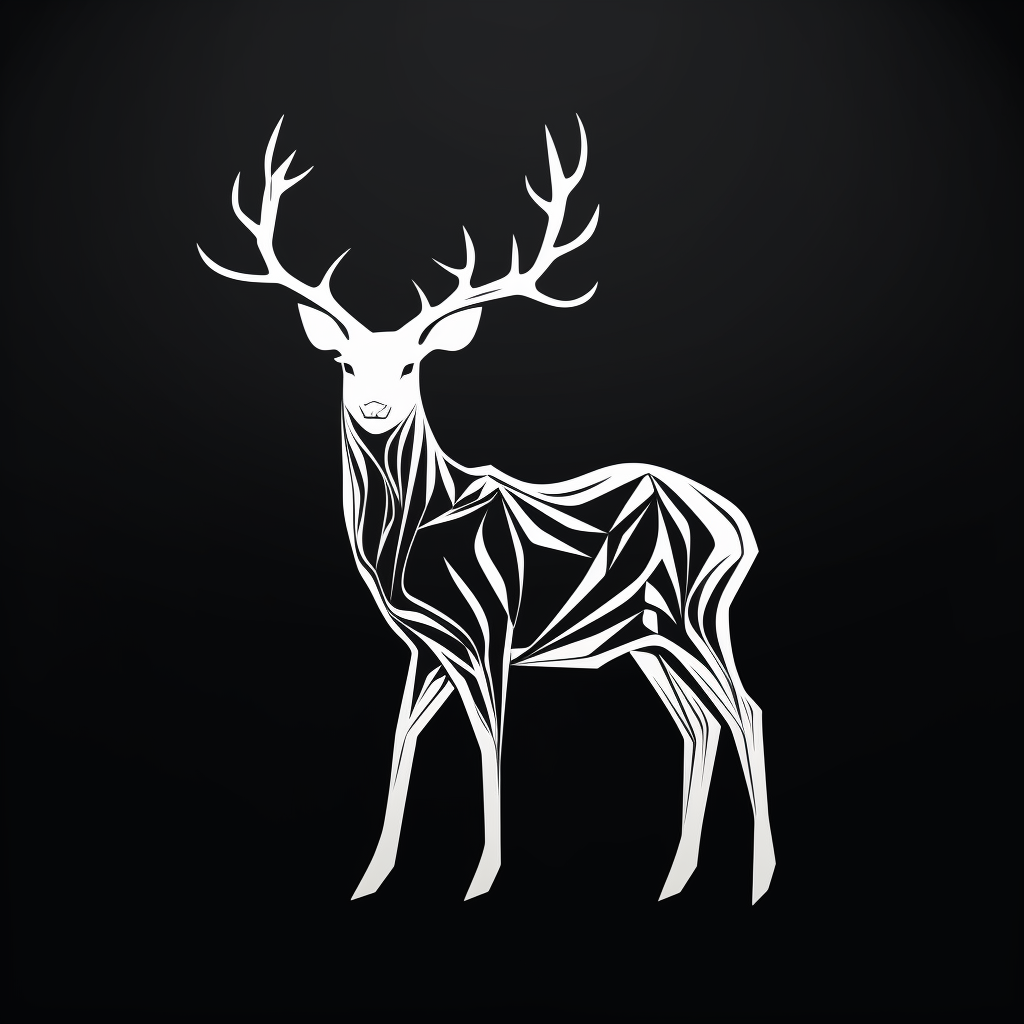 Minimalist deer illustration on black and white background