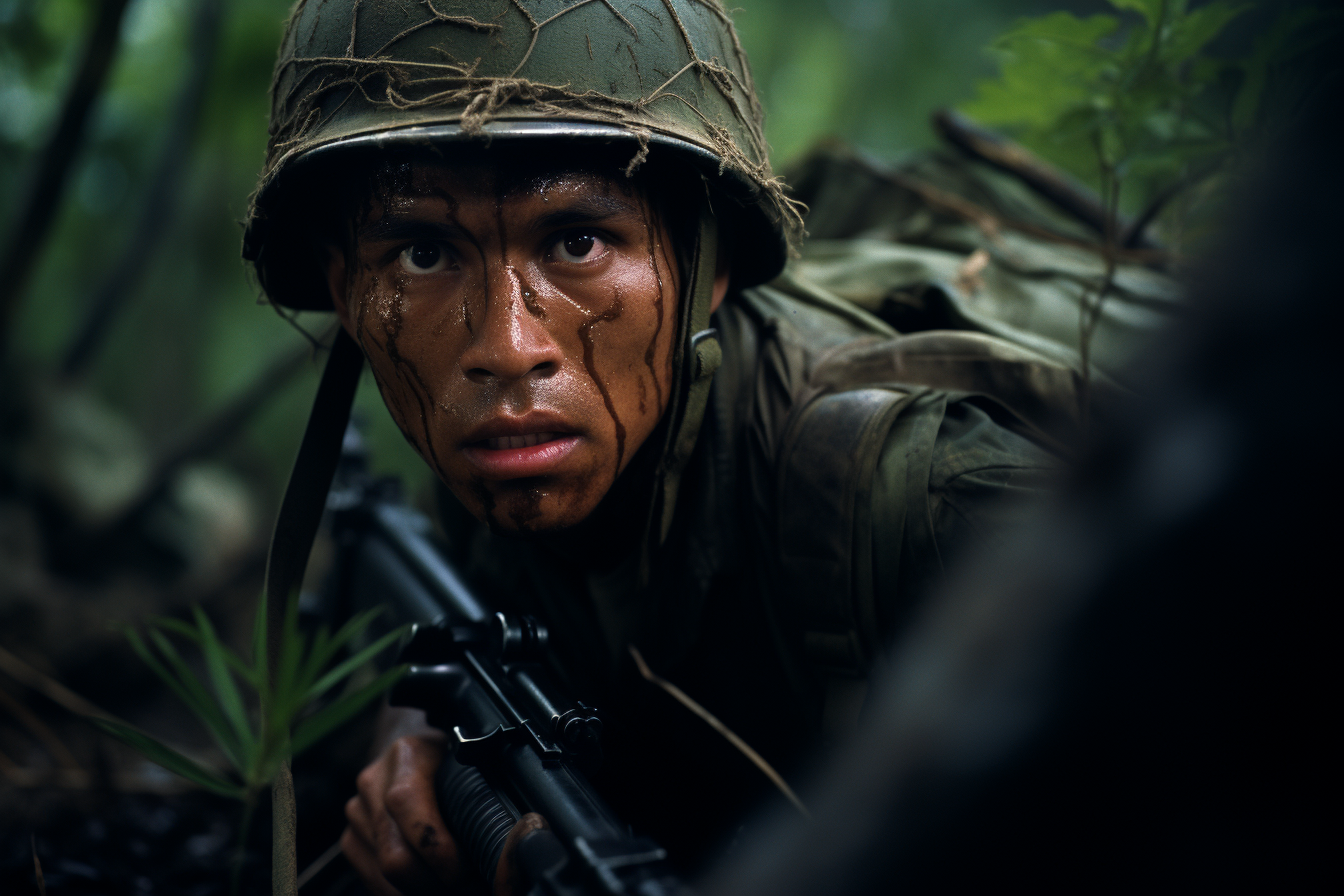 Singapore Armed Forces officer defending trench in southern Thailand