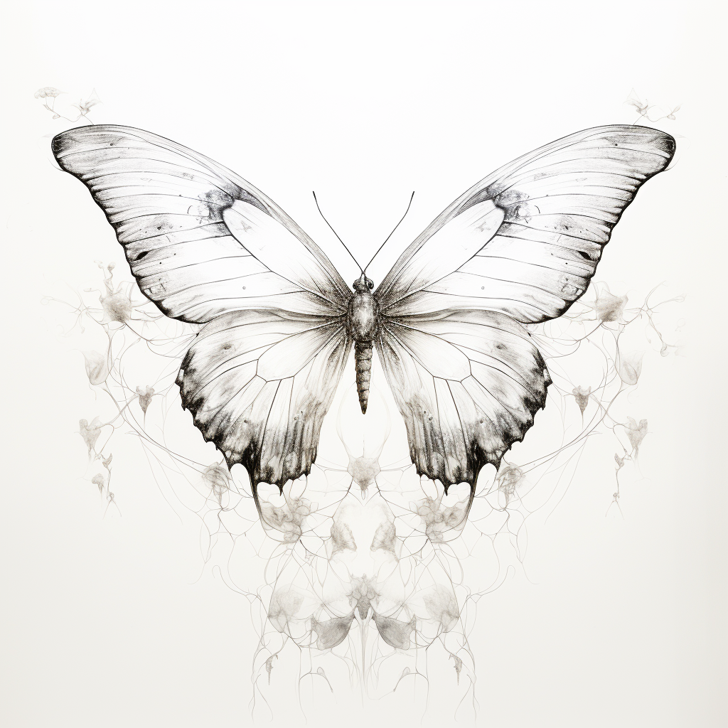 Beautiful butterfly line drawing