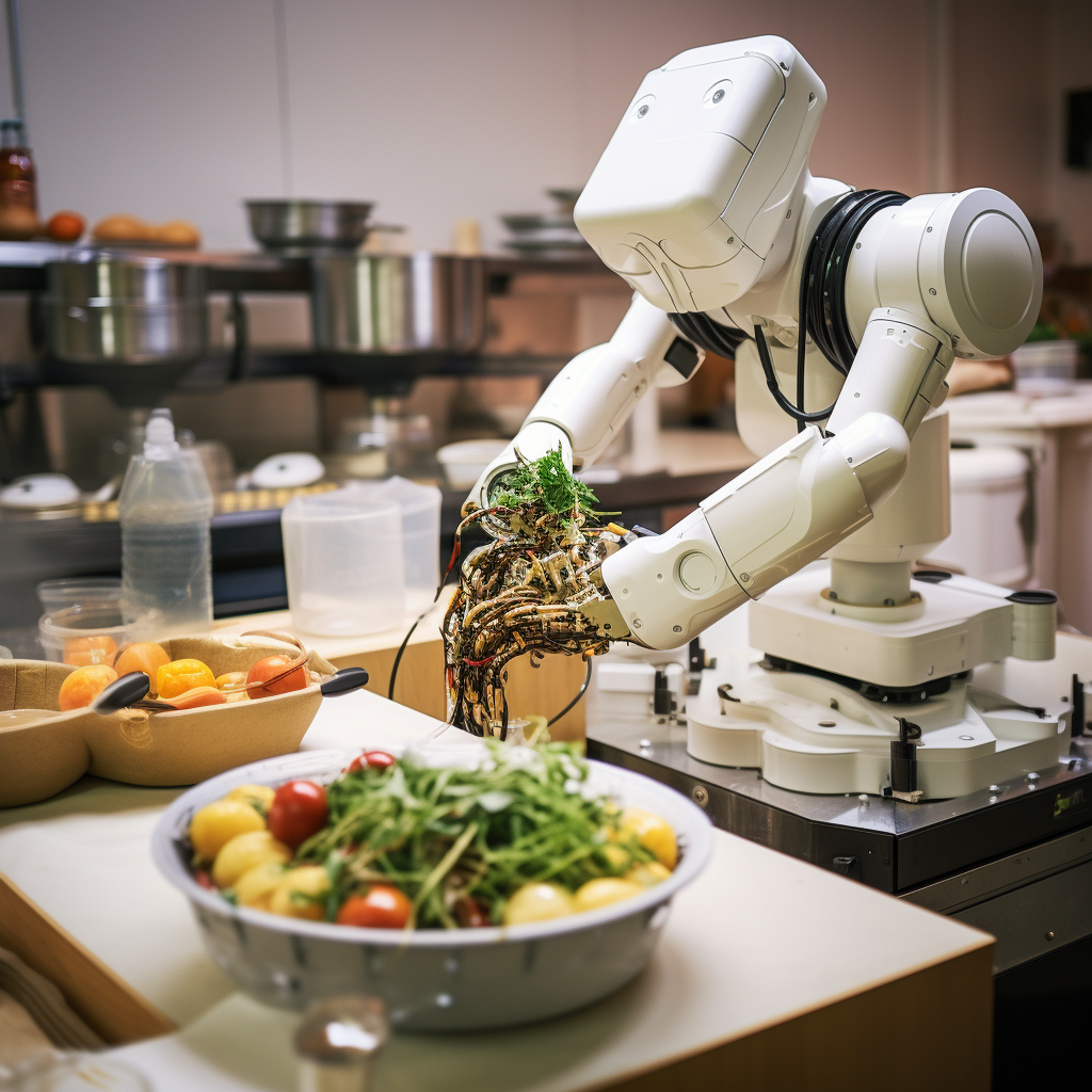 Delicate robot cooking a delicious hotpot