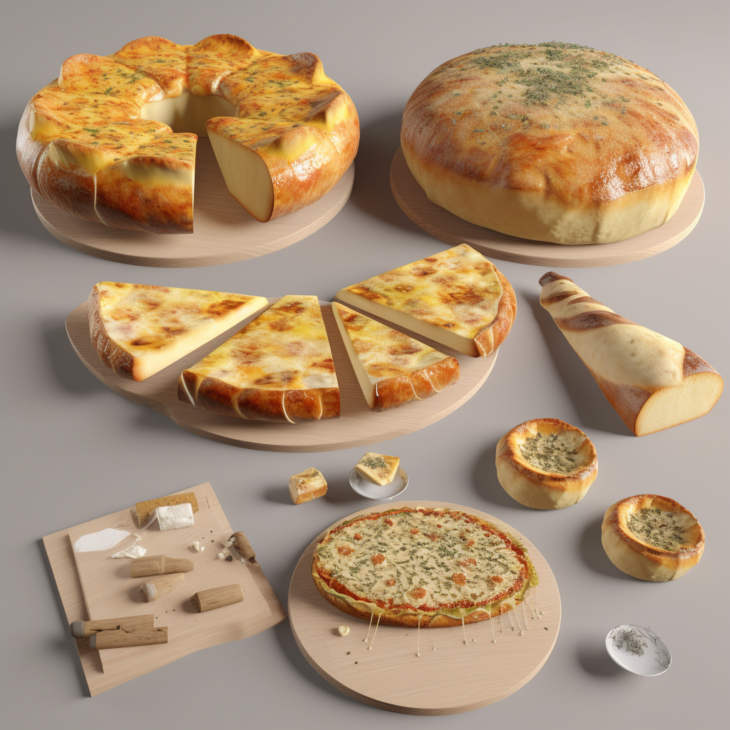 Delicious pizza bread with cheese sticker