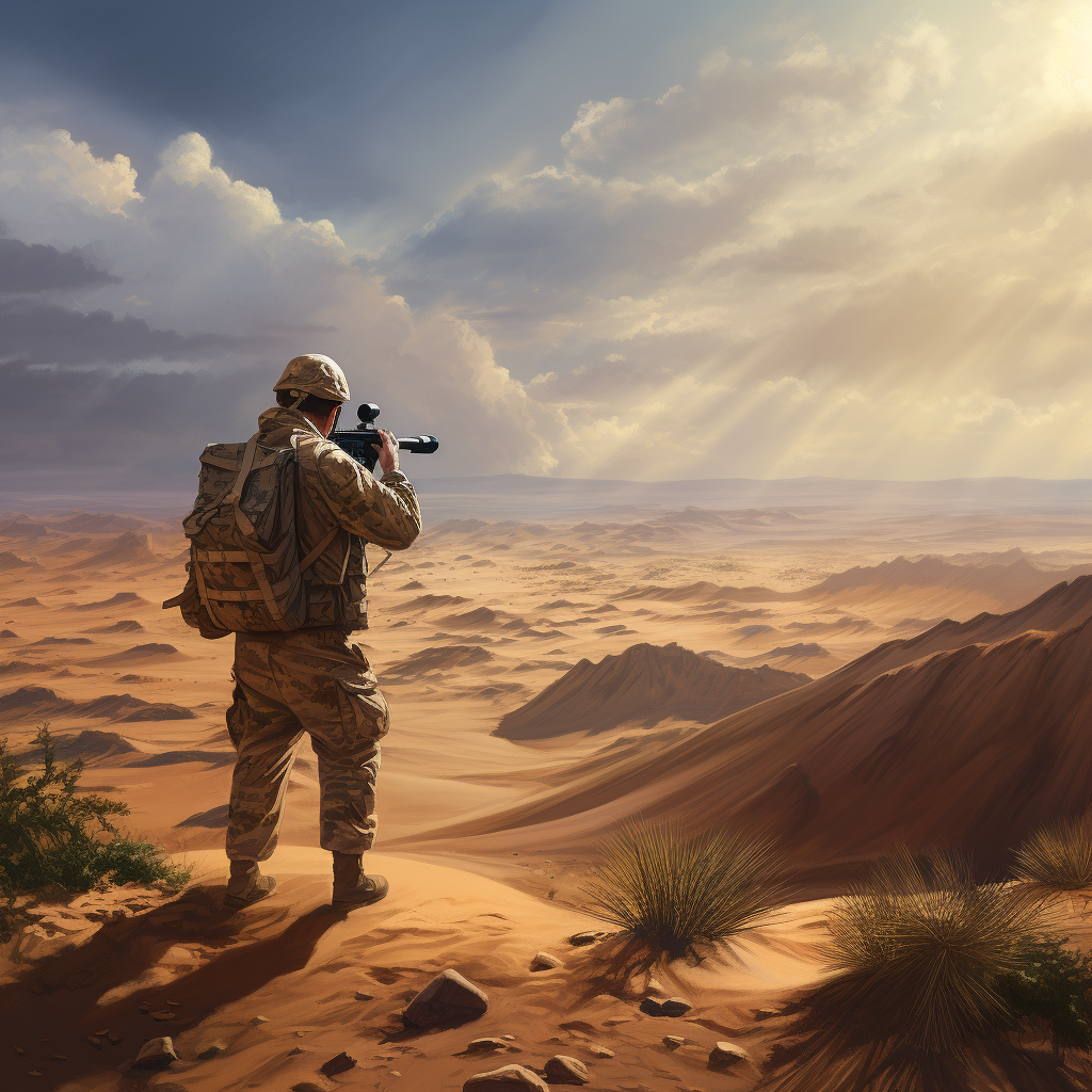 Army forward observer in the desert