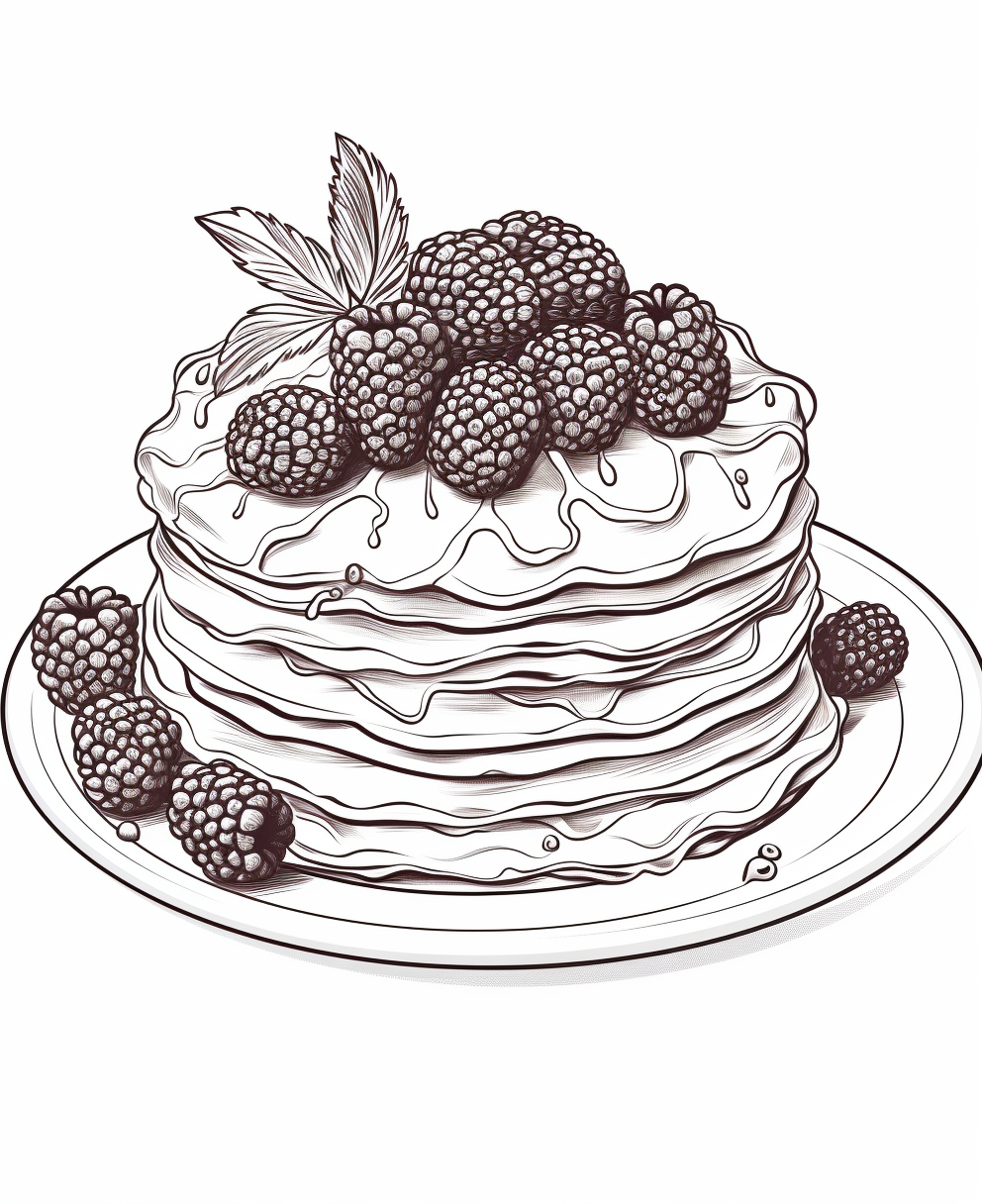 Cartoon-style Dessert Crepes Coloring Page