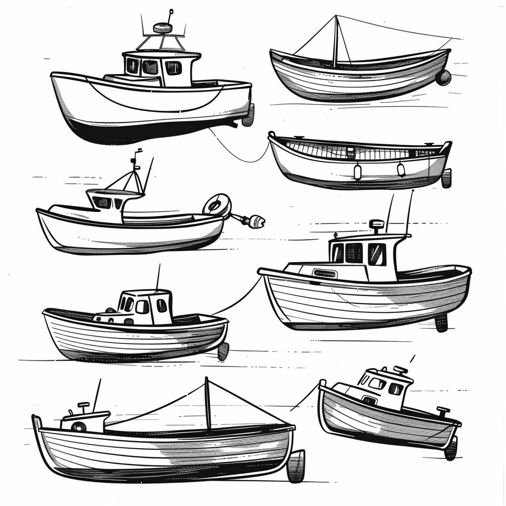 Fishing Boats Digital Stamp Set