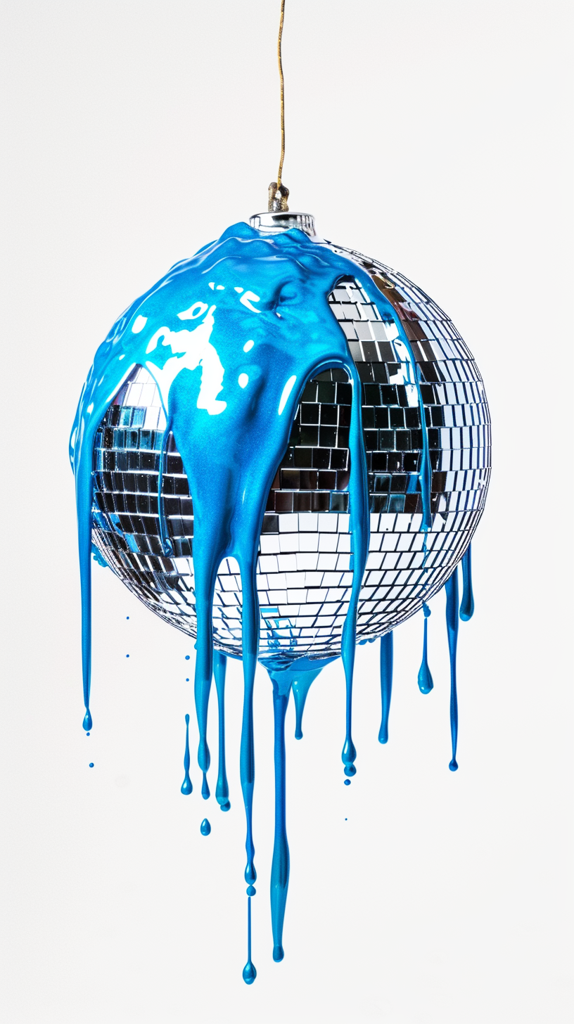 Disco ball with blue chrome slime