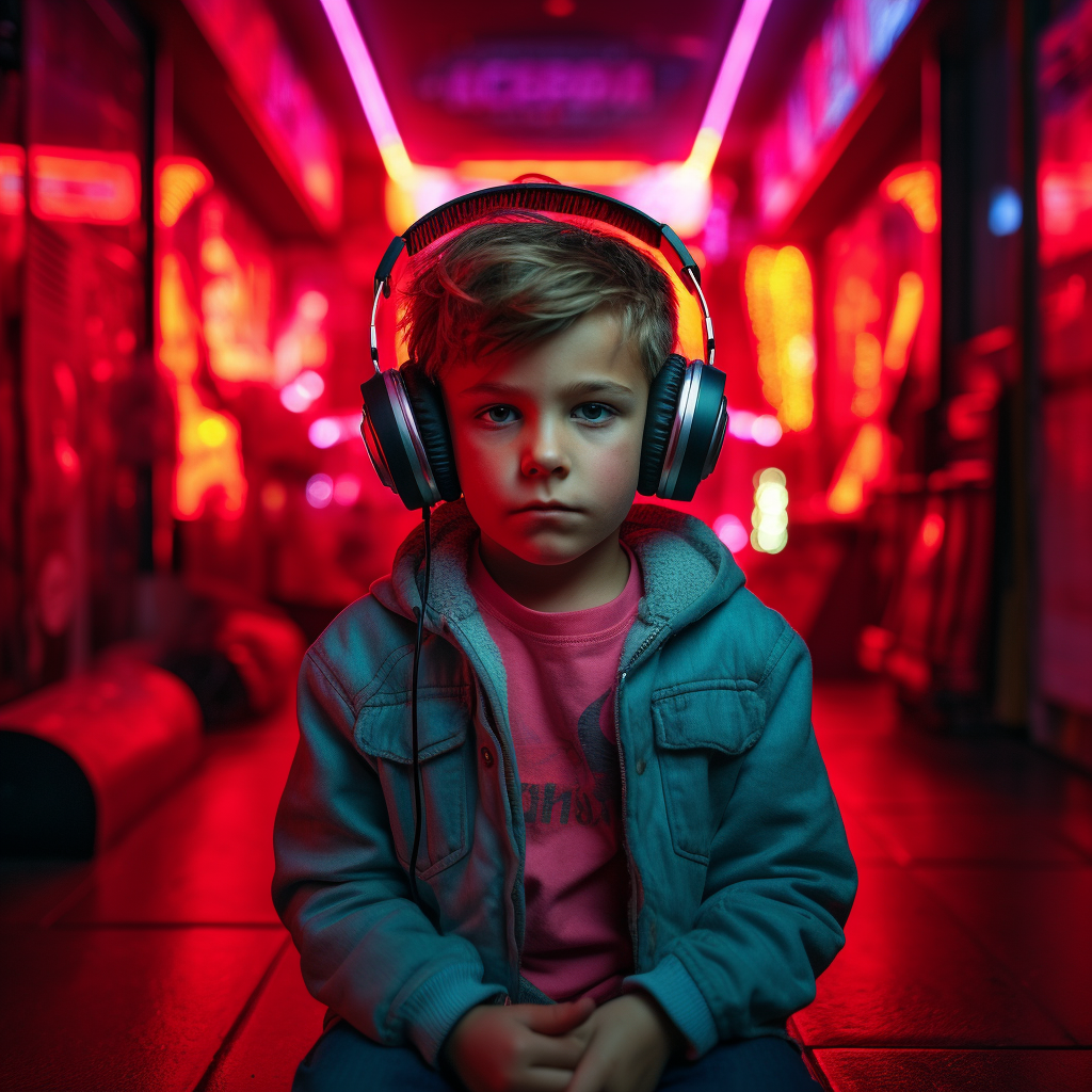 Portrait of Retrovawe Disco Kid with Headphones