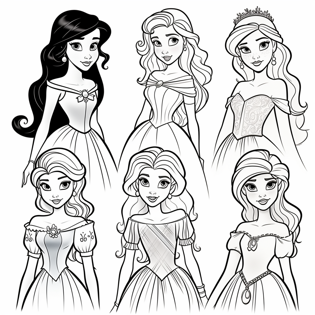 Coloring pages of Disney princesses