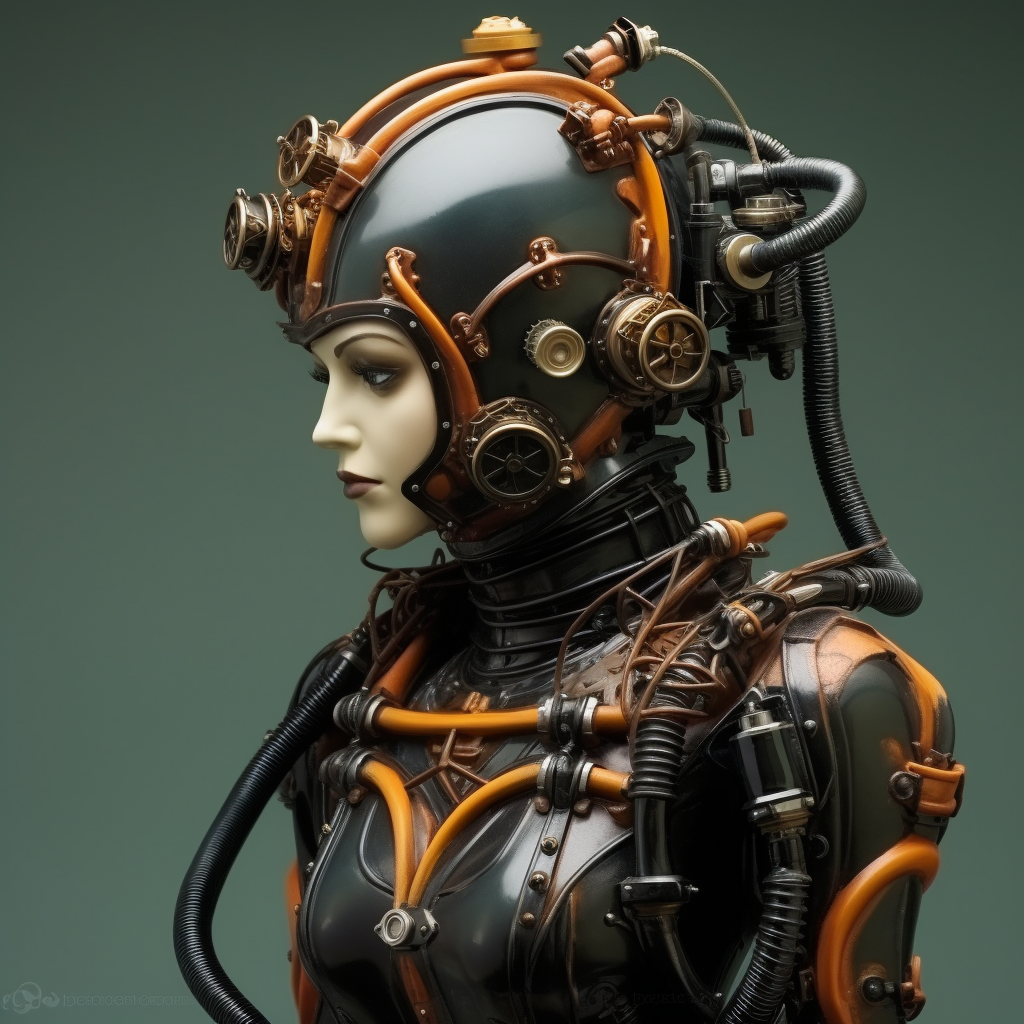 Woman in Heavy Rubber Diving Suit