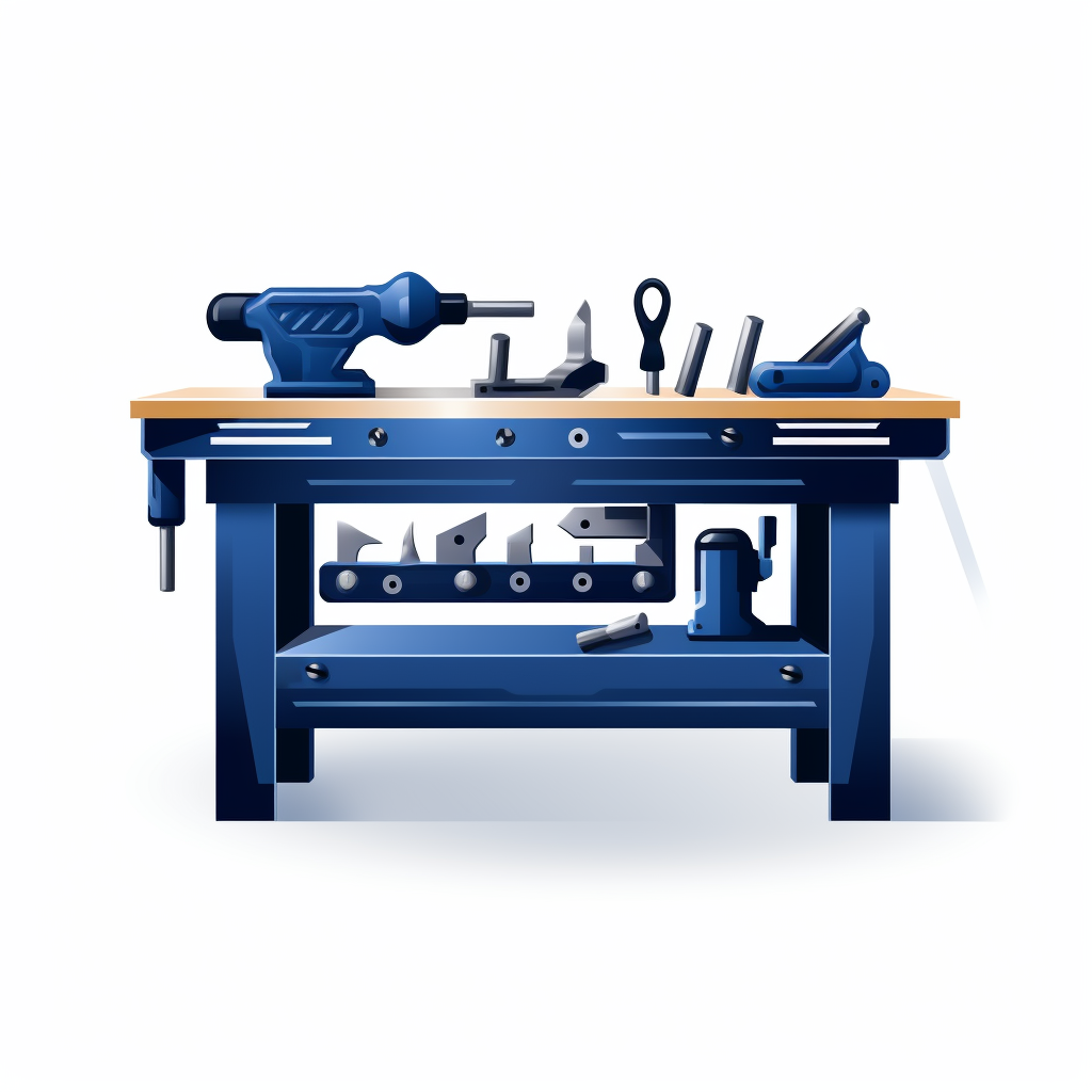 Dark blue DIY workbench logo on white background