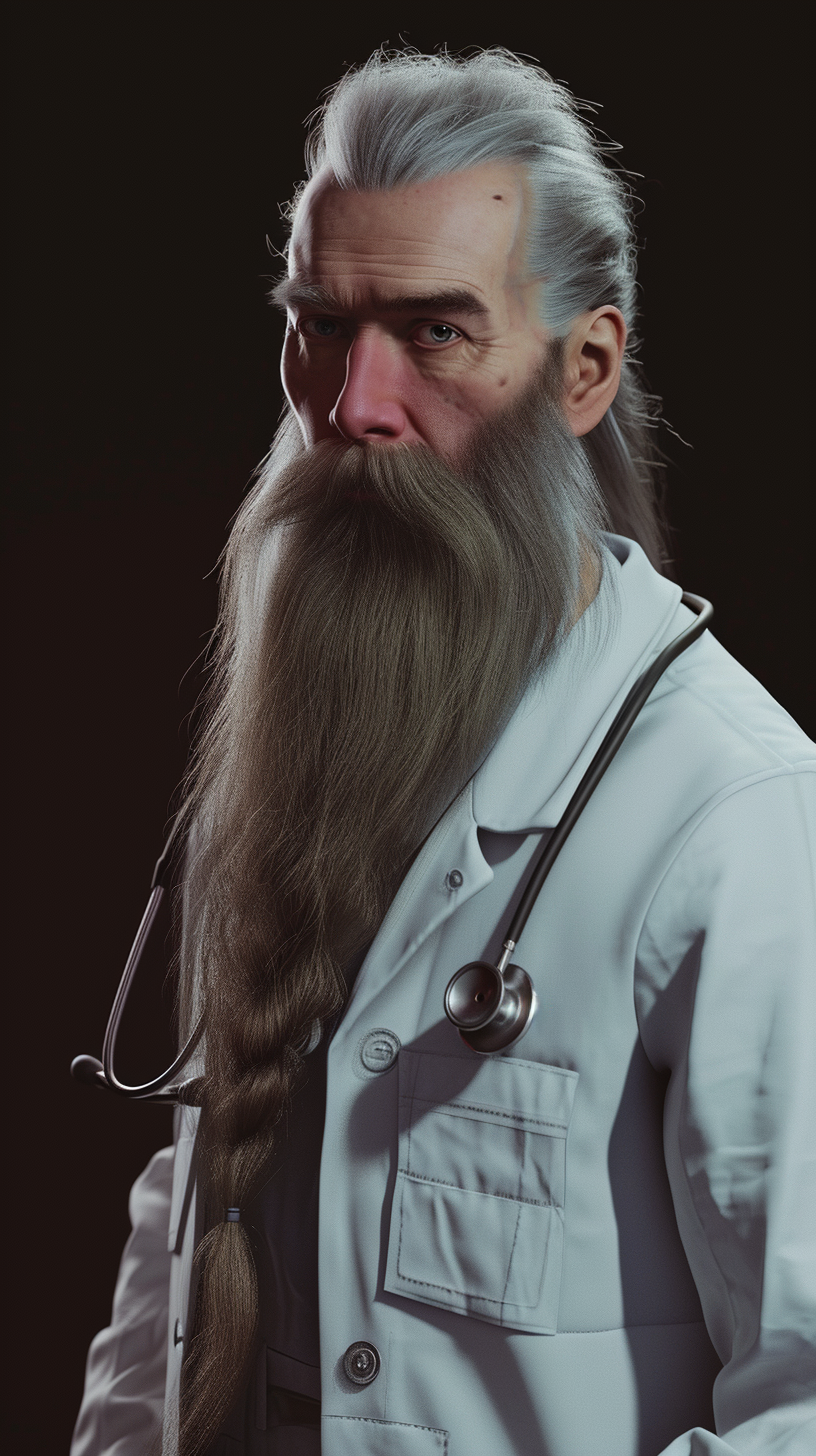 Doctor with long beard 4k