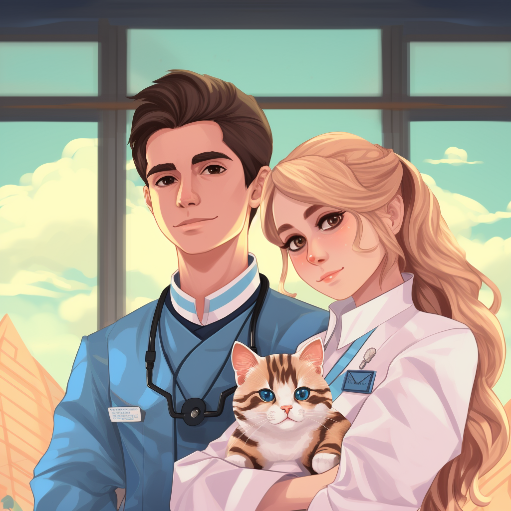 Doctor and Nurse with God and Cat Faces