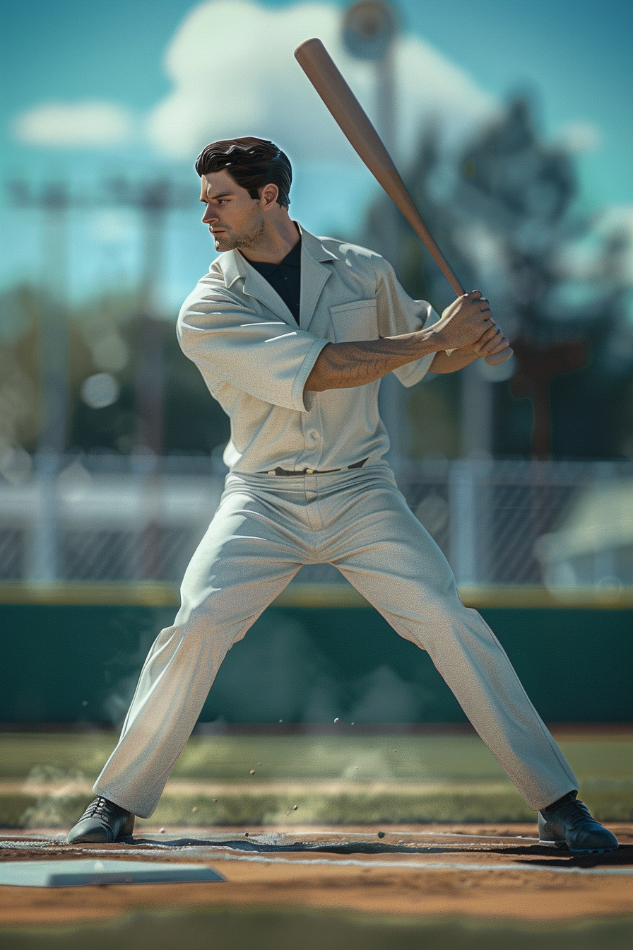 Doctor playing baseball in lab coat