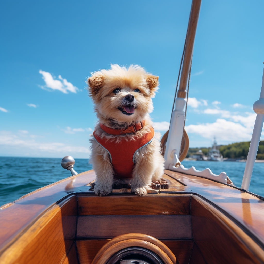 Cute dog on a boat