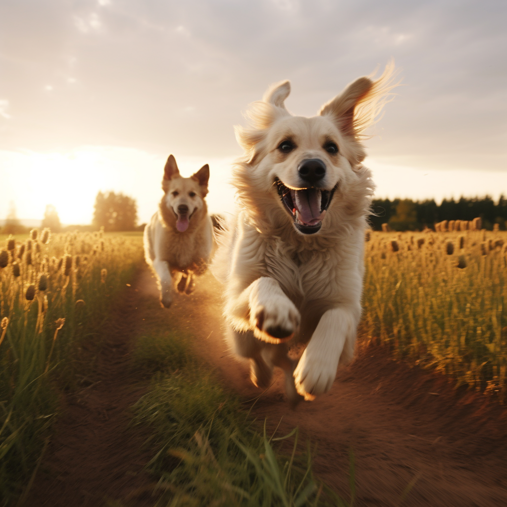 Dog running in field