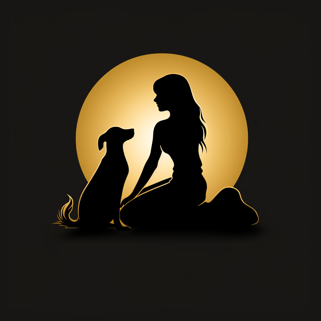 Woman and Dog Silhouette Logo