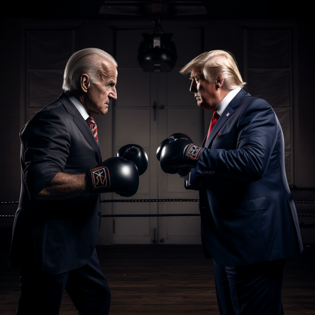 Trump and Biden boxing match