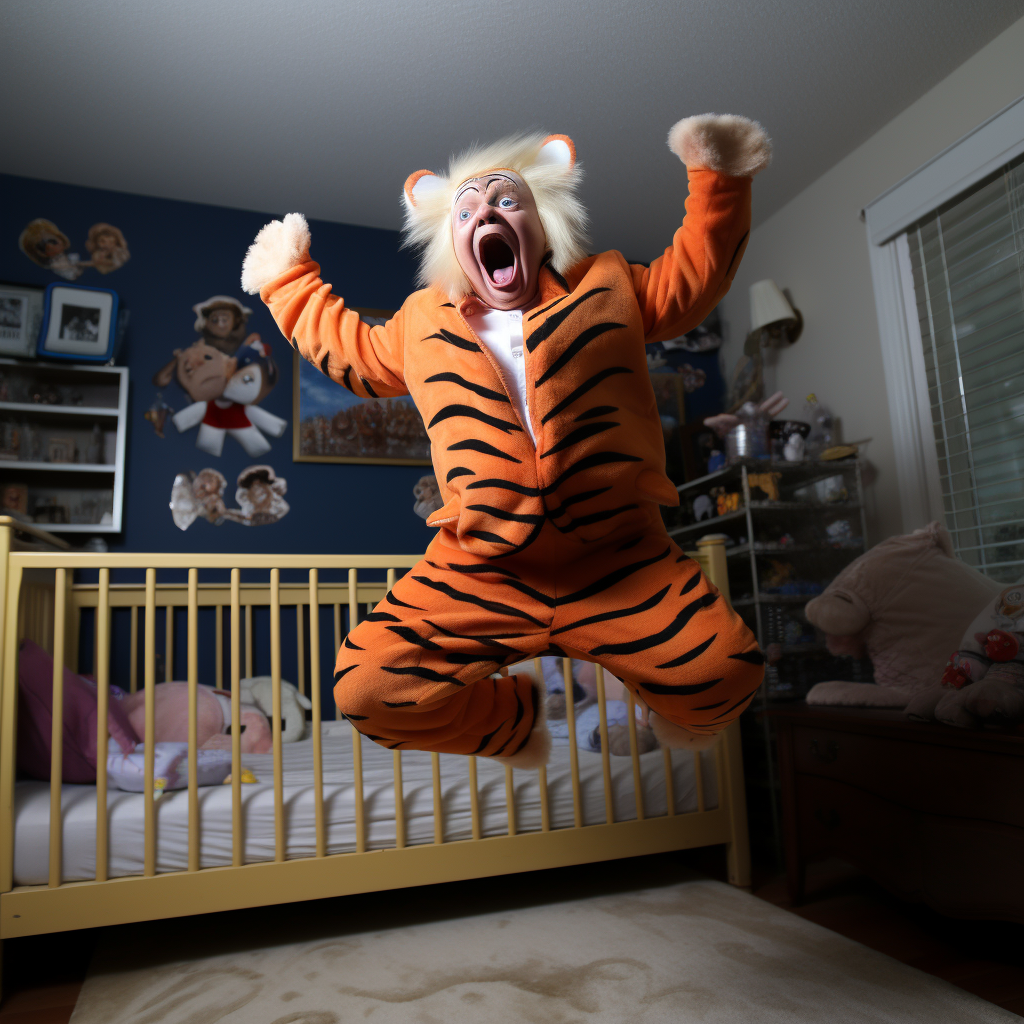 Donald Trump Tiger Onesie Jumping Crib