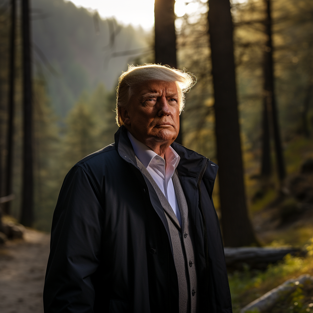 Portrait of Donald Trump in a forest