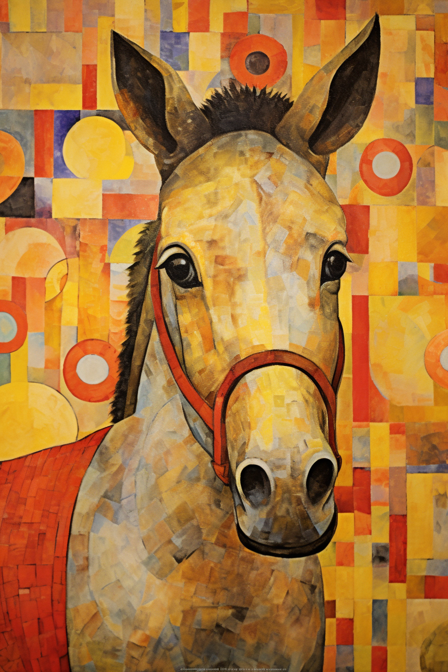 Beautiful donkey in Klimt style