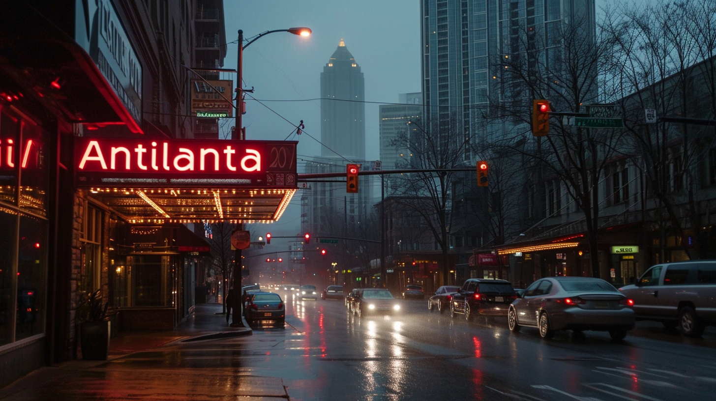 Downtown Atlanta's Rainy Boulevard