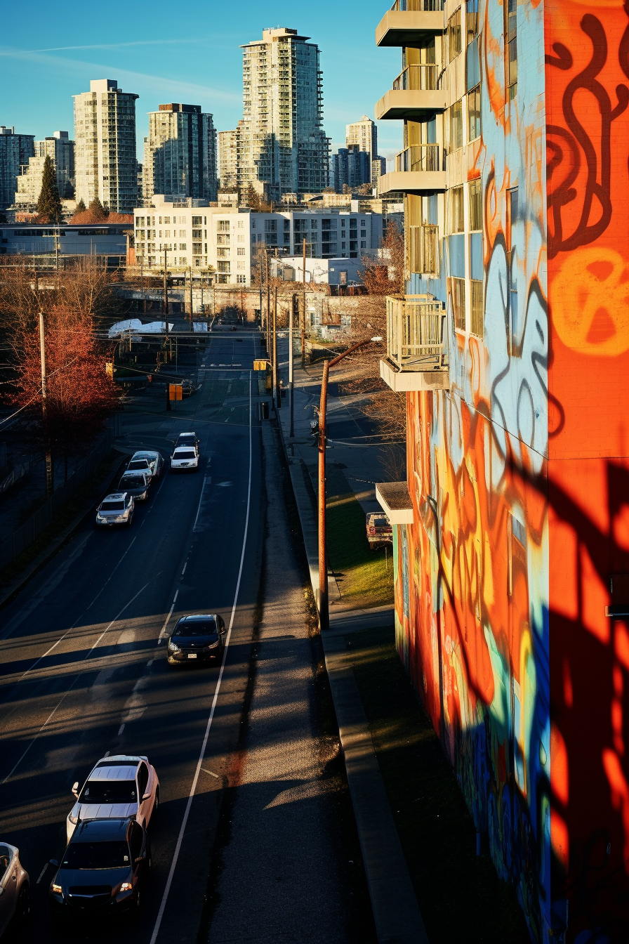 Colorful Downtown City Scene