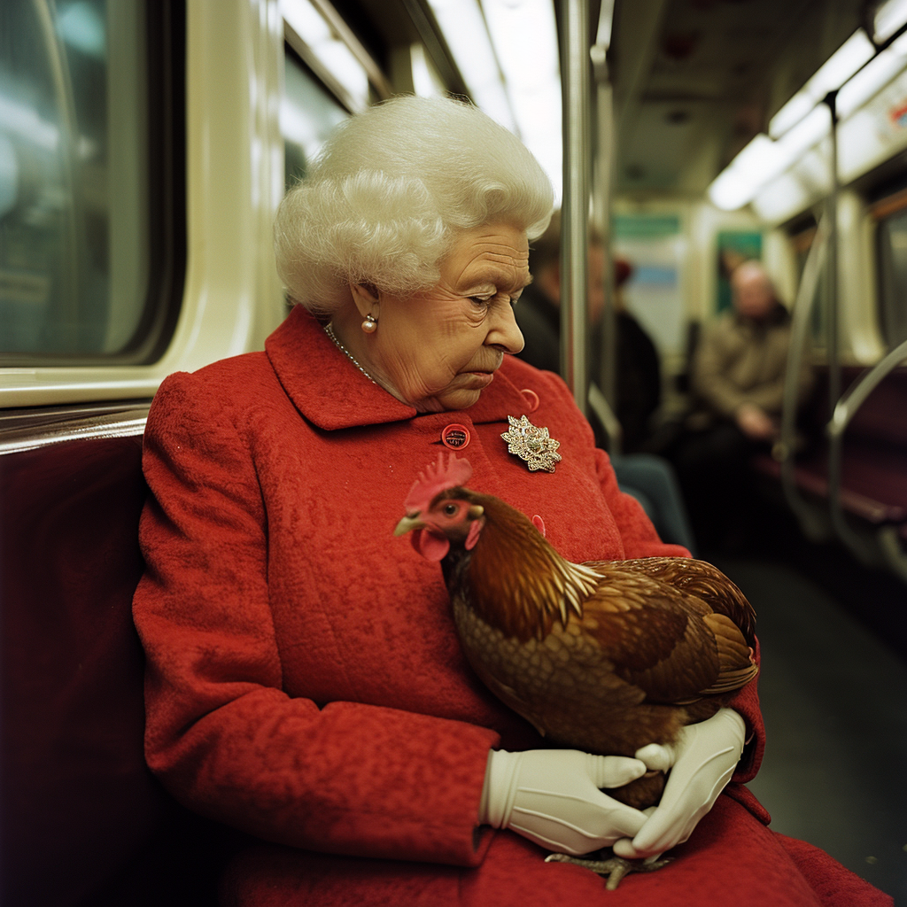 Dozing Queen with Alert Hen at Midnight