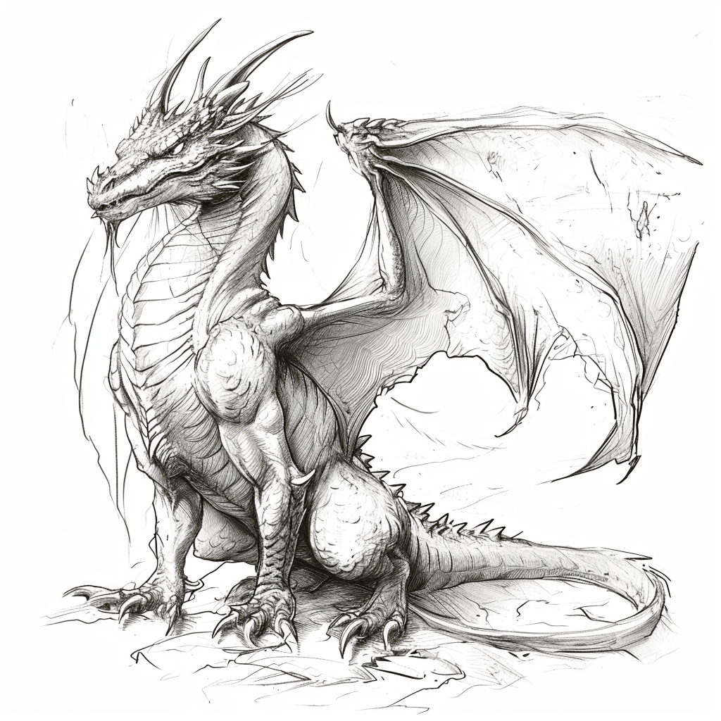 Dragon Line Drawing Illustration