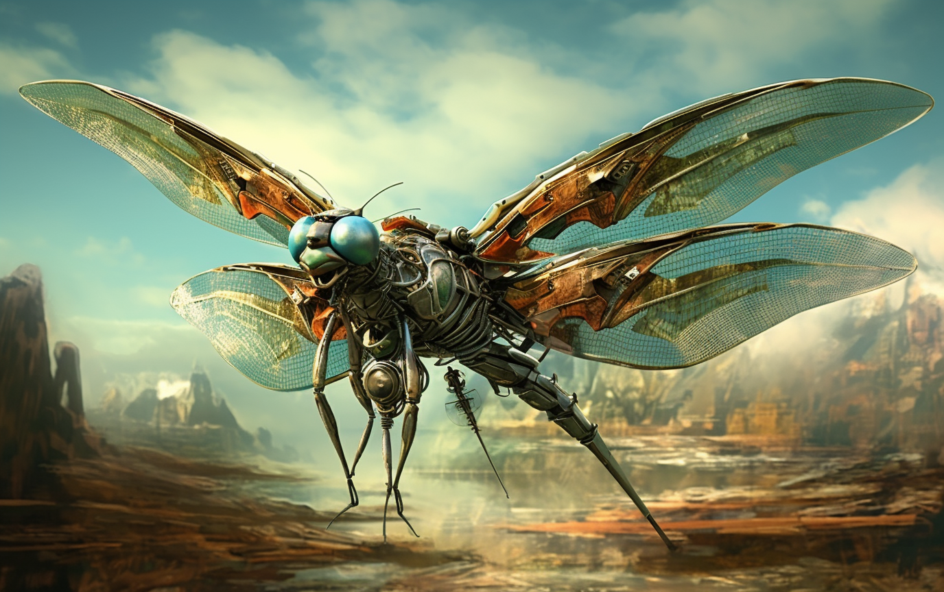 Dragonfly Plan Image in Realistic Surreal Style