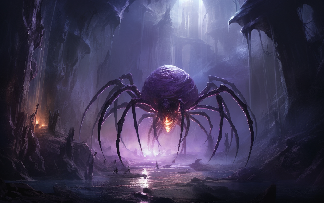 Dreamlike spiders in James Paick style