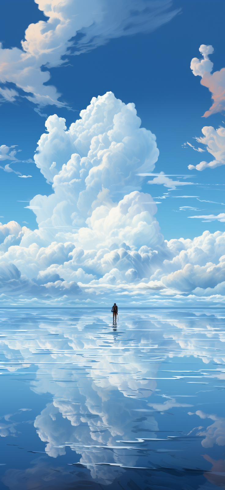 Dreamlike Blue Sky and Clouds Illustration