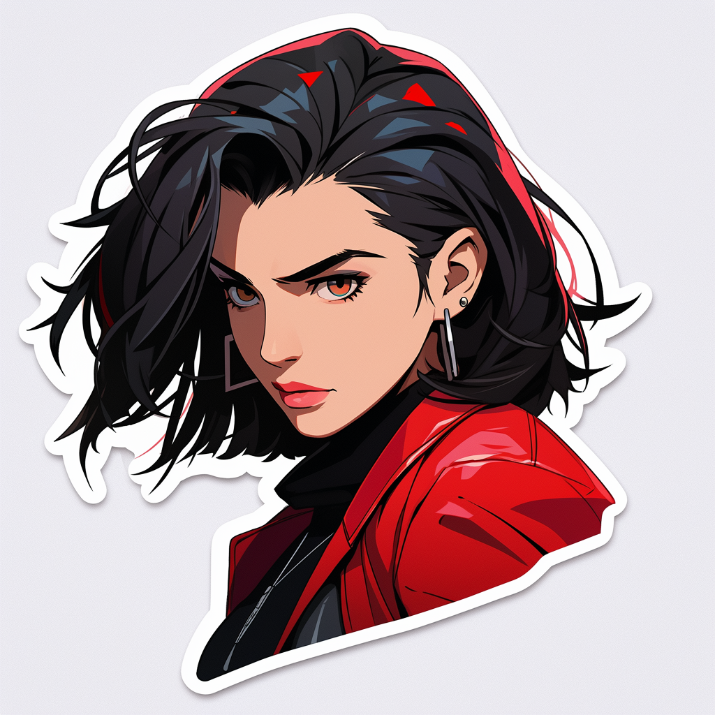 Dua Lipa as anime character with cool retrowave vibes