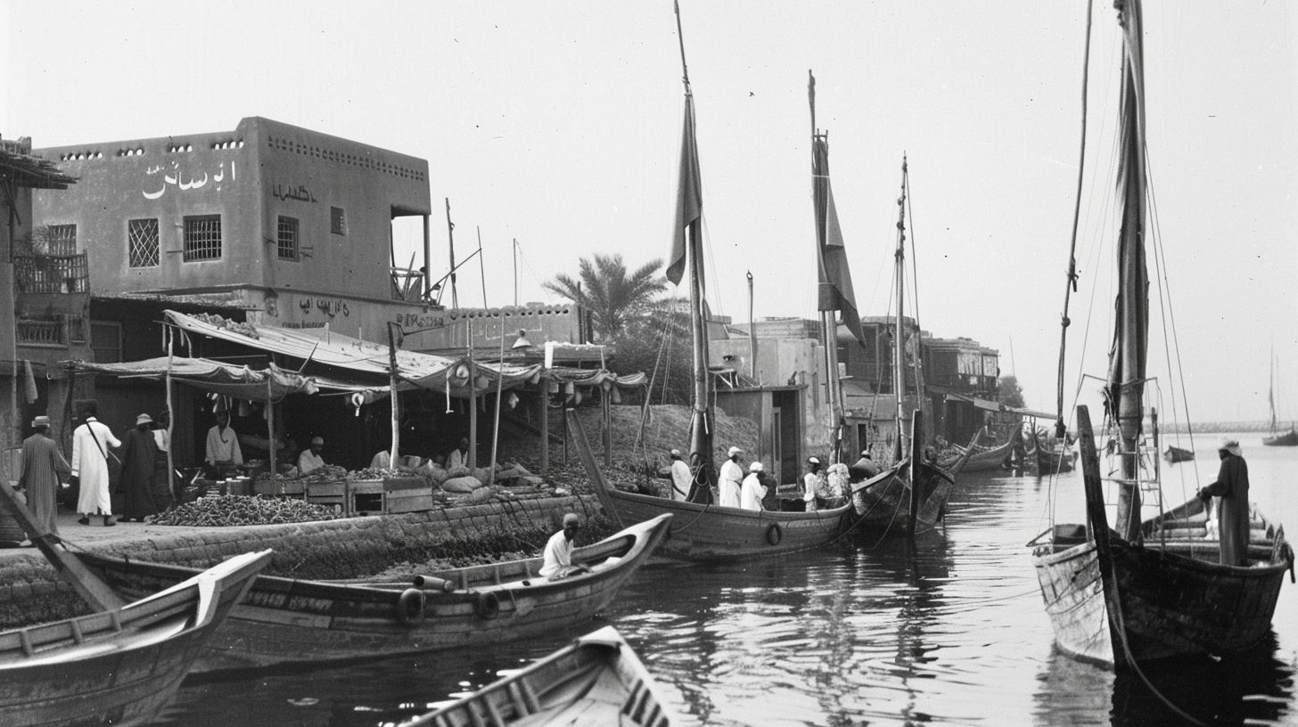 Dubai Coastal Town Scene Historical