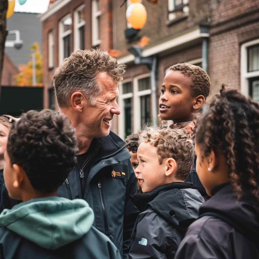 Dutch coach and students interaction