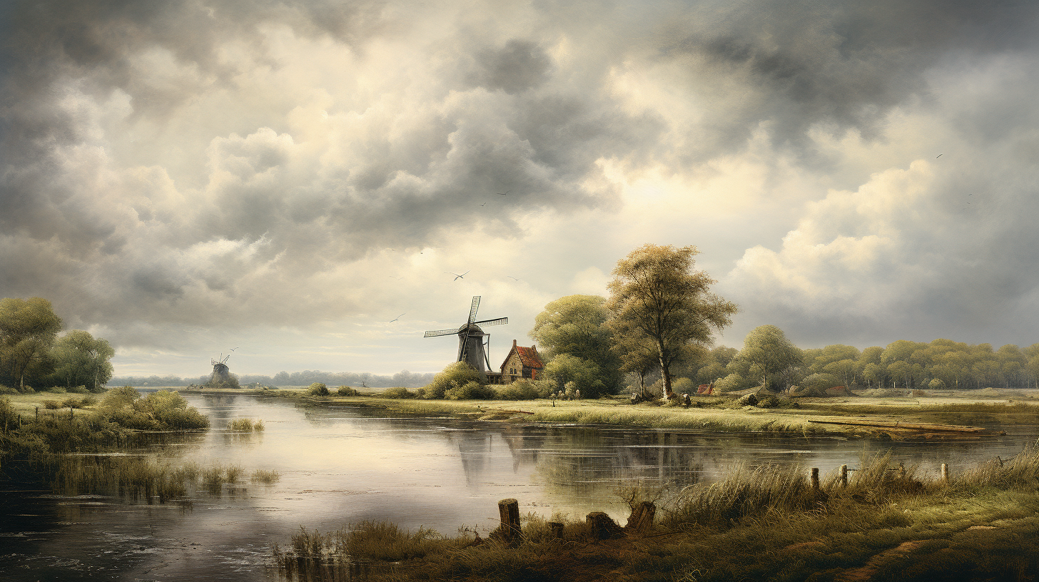 Scenic Dutch landscape with beautiful countryside