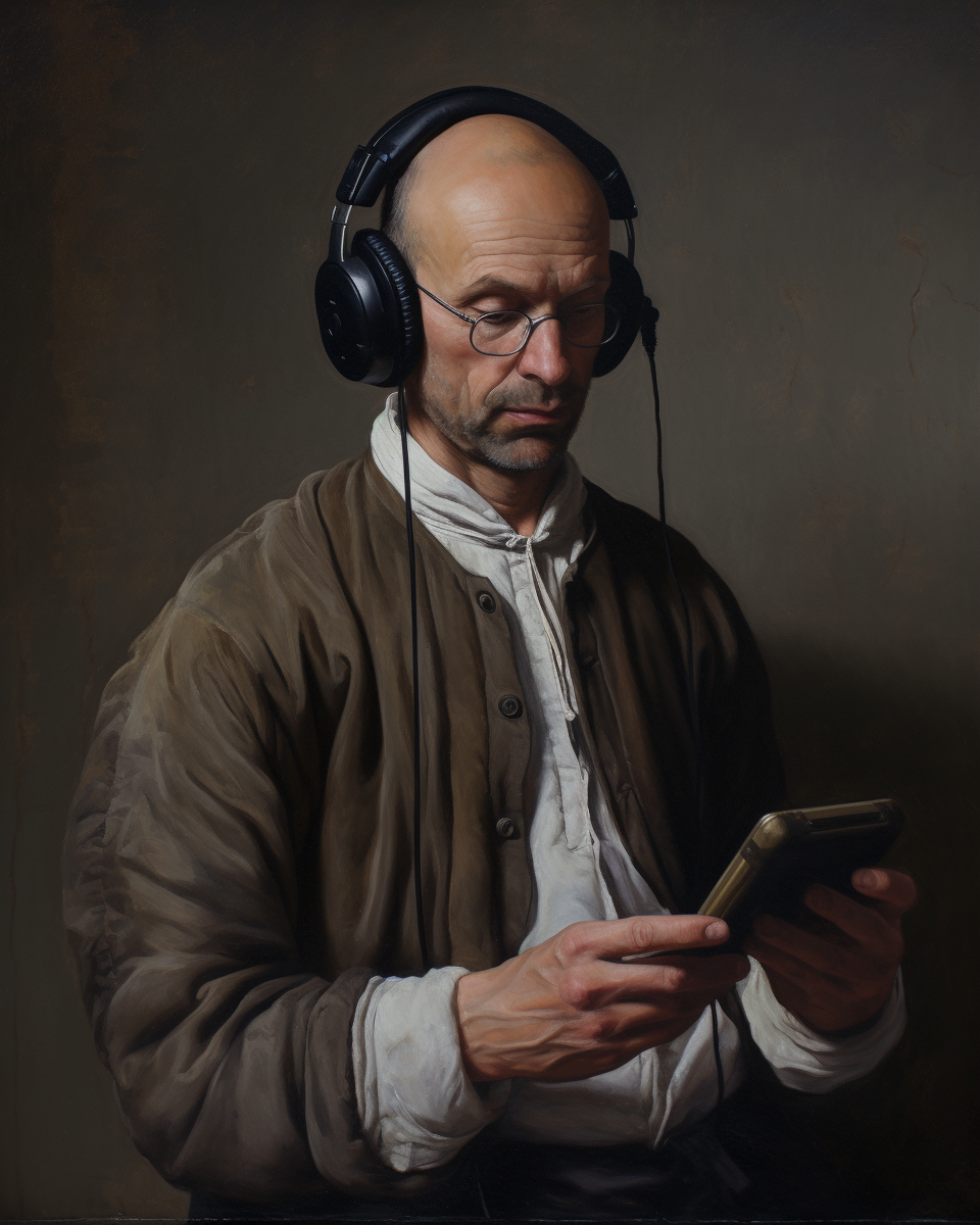 Rembrandt-inspired Dutch Man with Headphones