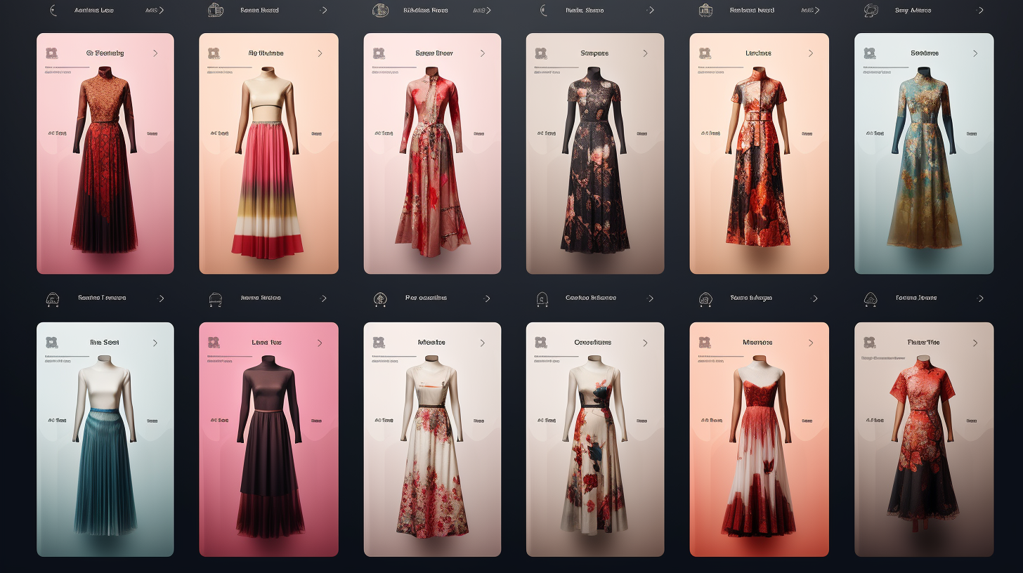 Ecommerce Rows with Card Thumbnails Displaying Dresses and Kimonos