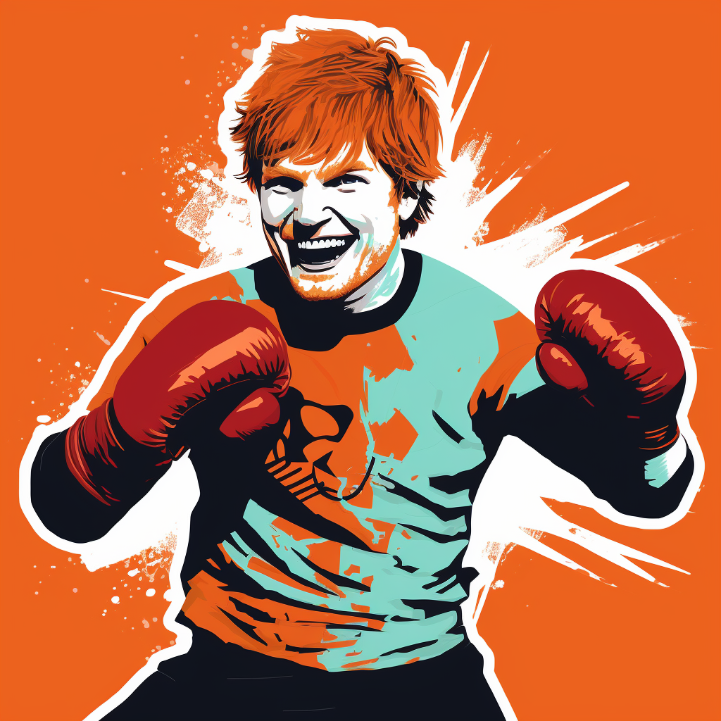 Ed Sheeran smiling as a boxer