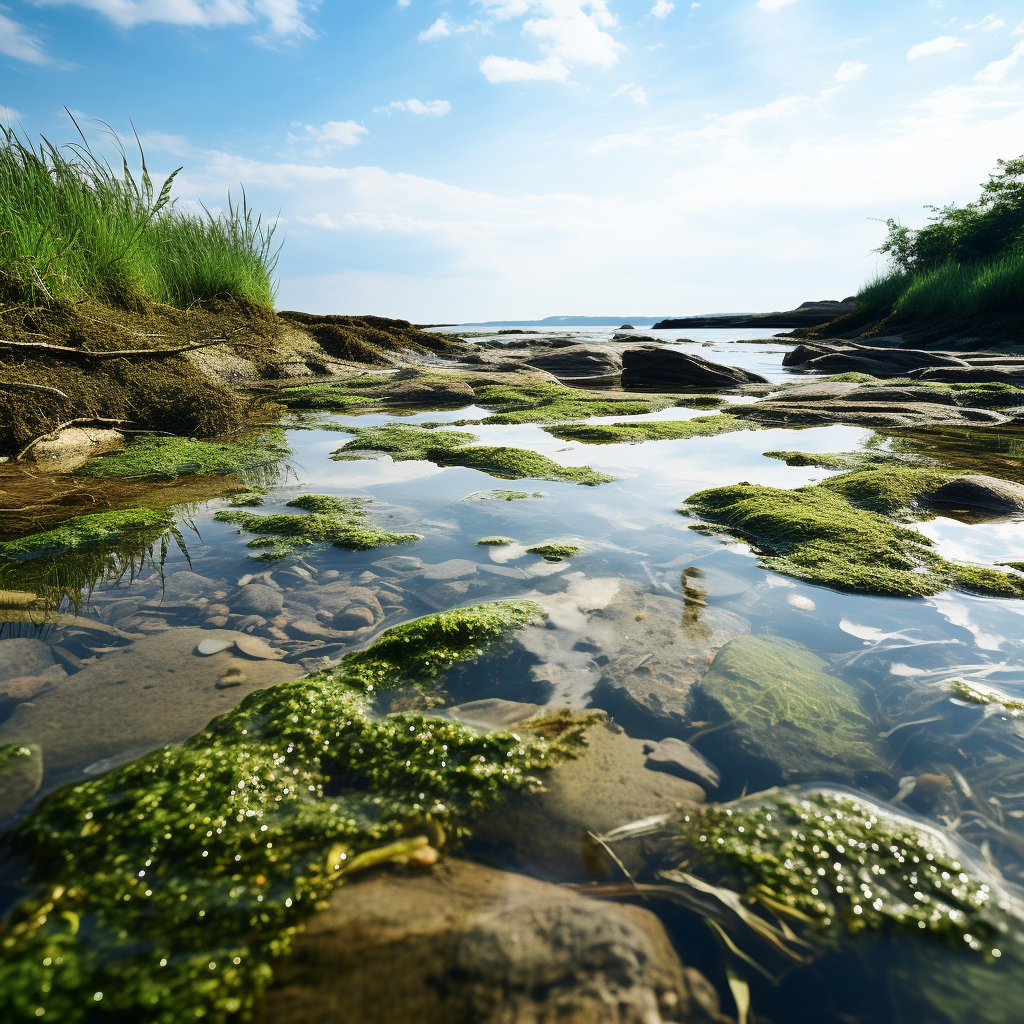 Picturesque eelgrass at low tide