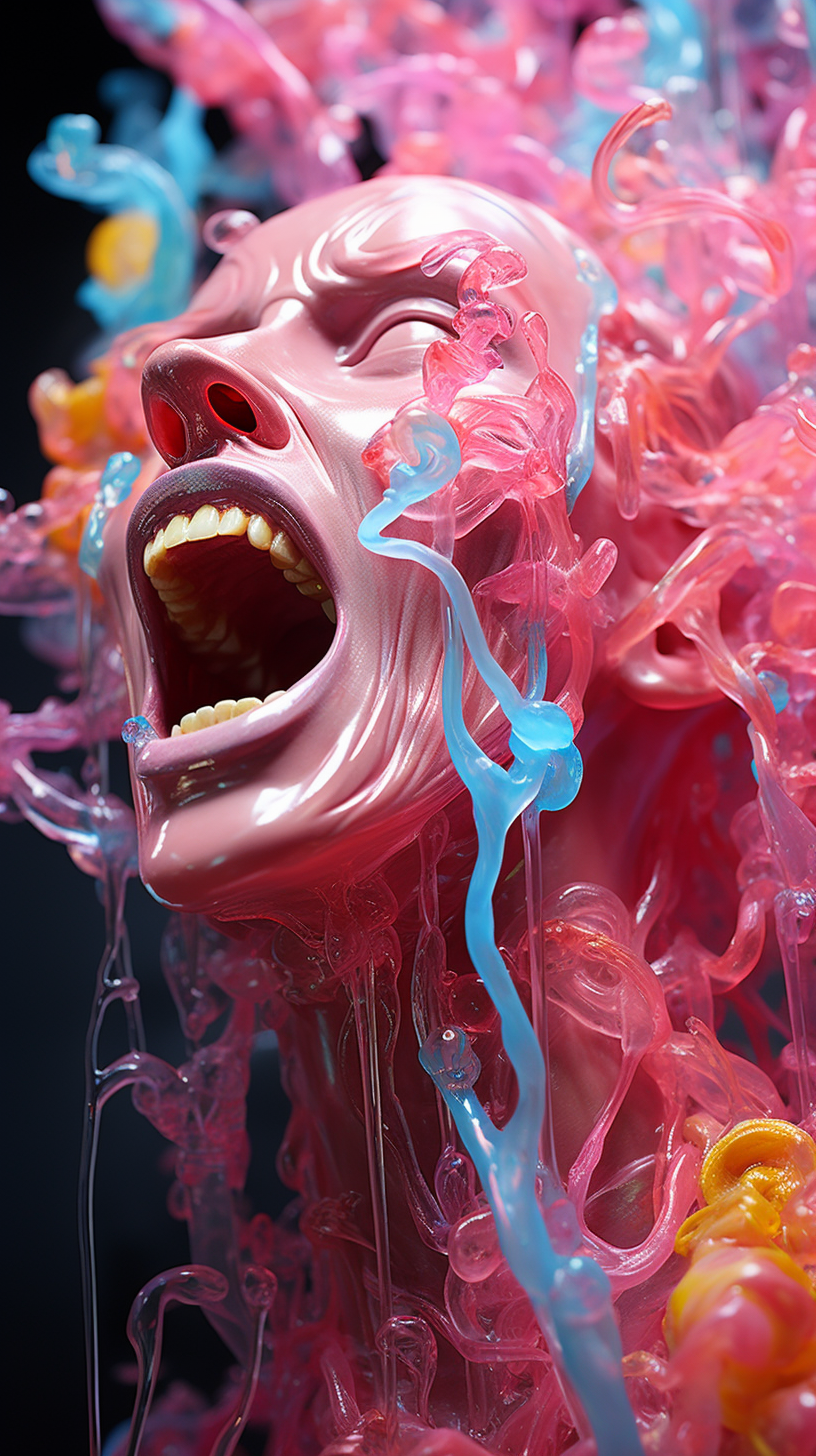 Beautiful anatomy portrait of floating gum woman