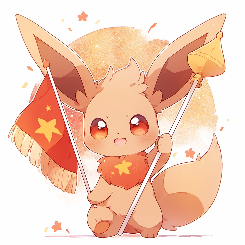 Cute Eevee holding Vietnam flag