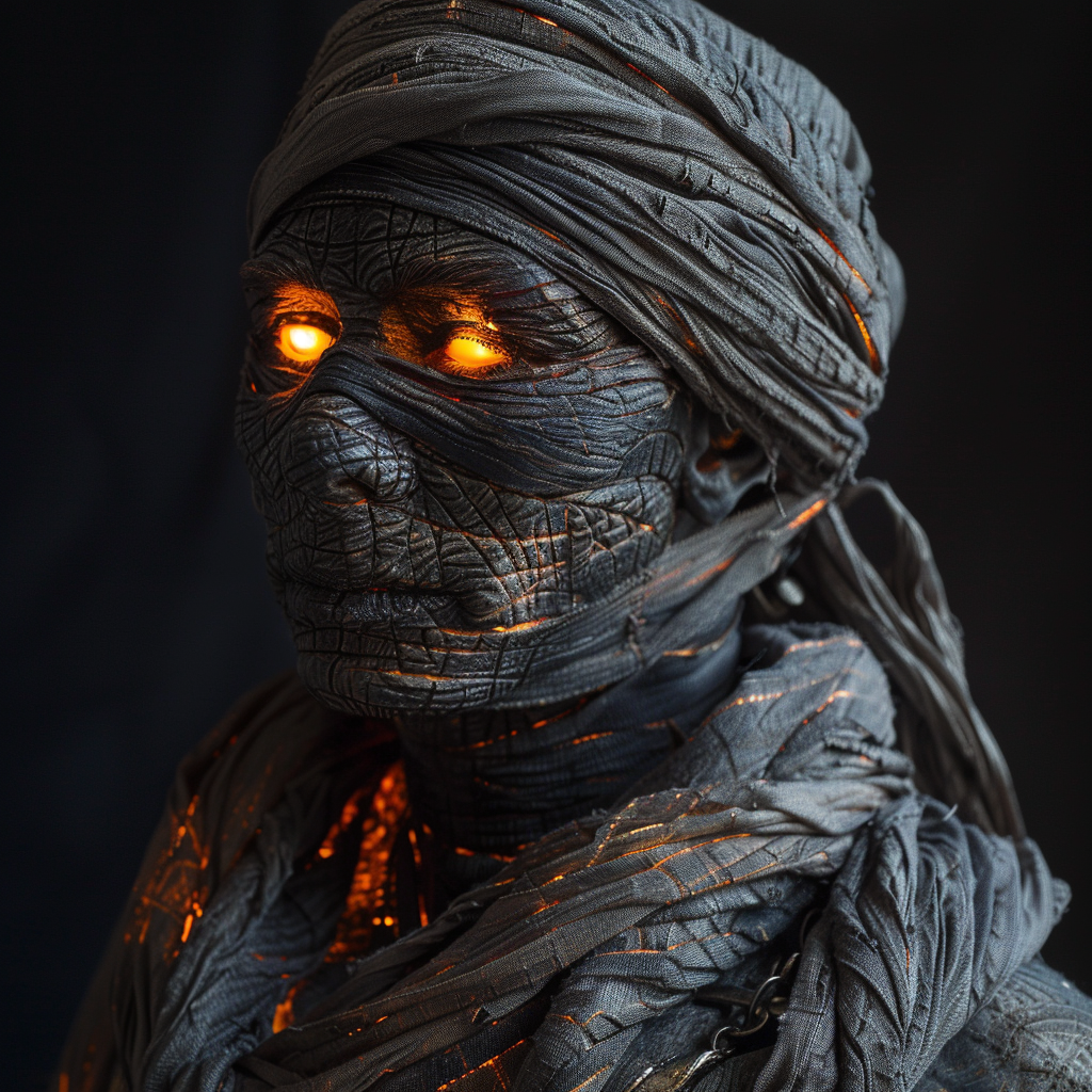 Egyptian mummy glowing eyes dramatic